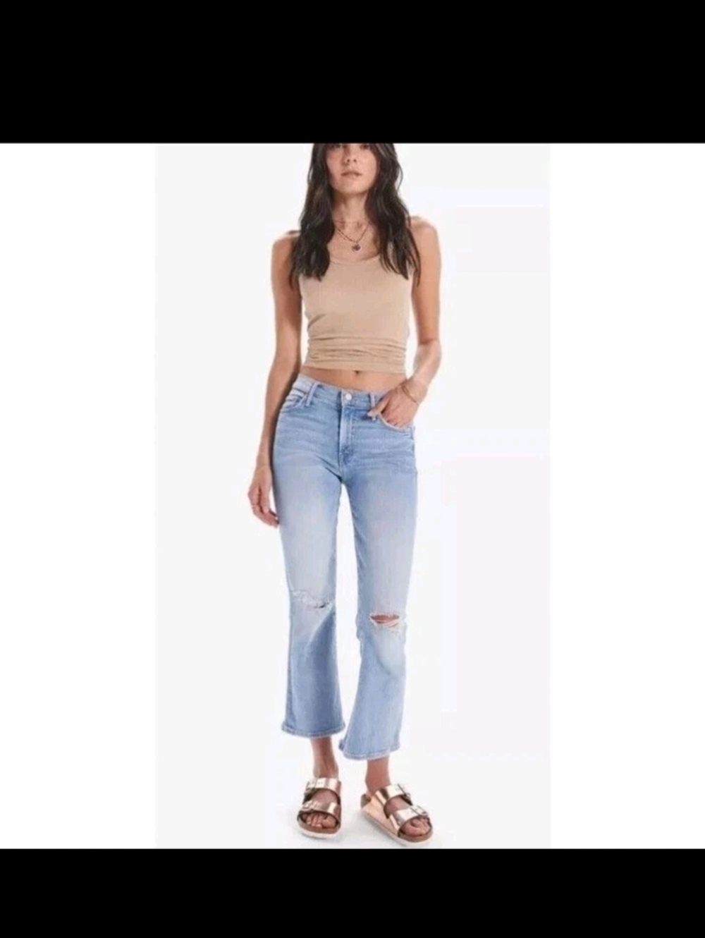 Mother the outsider ankle chew in poisoned petals size 26 light wash distressed